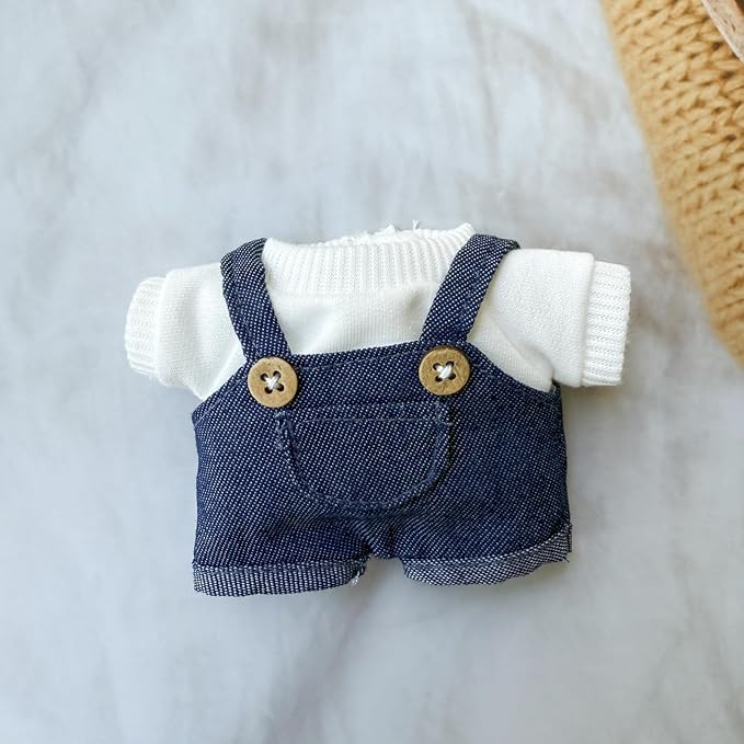 17cm Doll Clothes Outfit Set, 3 Pieces Dress Overalls Set for 6.7inch Doll Suit, Fashion Chic Hat & Clothes Accessories for 1st/2nd/3rd Gen Dolls Play & Display