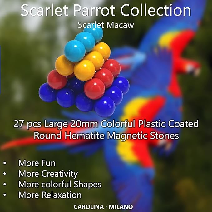 Science Kit Toy 27 PCS Colorful Hematite Magnetic Stones Large 20 mm Magnets for Age 6+ Years Building Blocks, Home Office Kids Adults Intelligence Development Educational Party Gift Sphere, 27-16