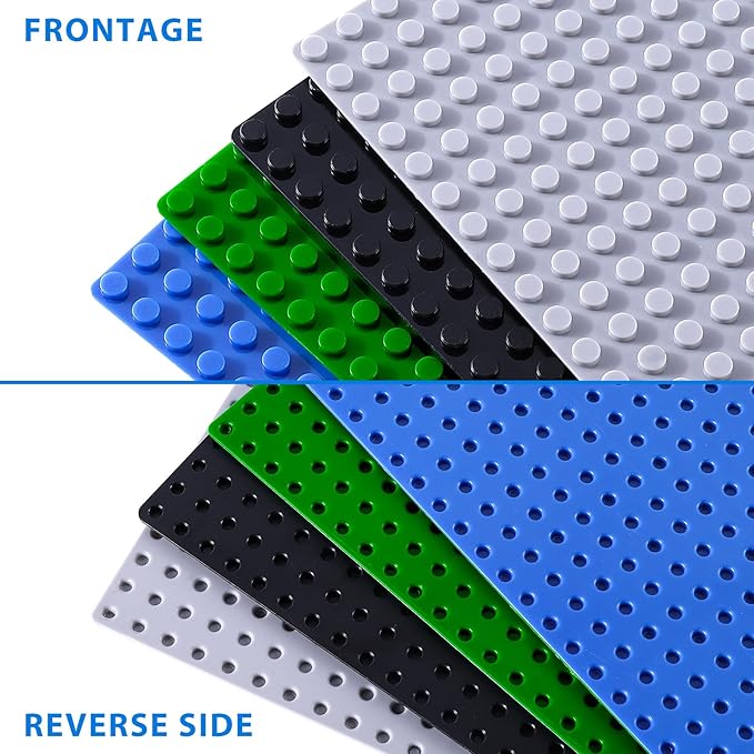 Classic Gray Baseplates, 32x32 Studs Square Base Plates for Play or Display Bricks Creations, Compatible with Classic Legos, 10" x 10", Pack of 2, Perfect for City Streets, Castle, Mountains