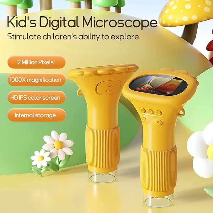 Kids Microscope Pocket Microscope -1000X Portable Microscope for Kid | Photo and Video Mini Microscopes | 2'' Digital Little Scientist Microscopes for 3-10 Age Years Old Boys Girls Toys Gifts1