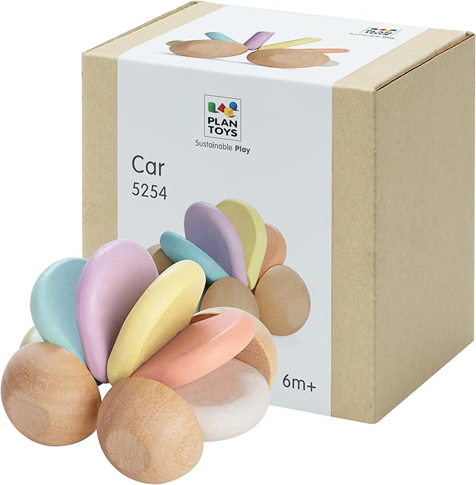 PlanToys® Wooden Baby Push Toy Car | Montessori Toy for Infants | Wooden Baby Toy with Flexible Body | Sensory & Motor Skill Development Toy for 6+ Months