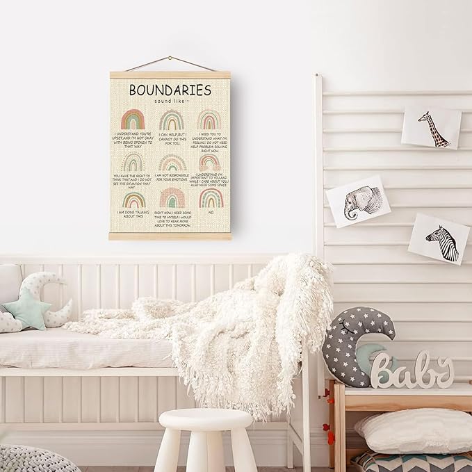 Boat Wades Feelings Wheel Poster Hanger Frame For Therapy Office,Emotion Wheel Mental Health Wooden Poster Hangers 12x16 Inch,Feelings Chart Wall Art For Nursery School Calming Corner Kids Room