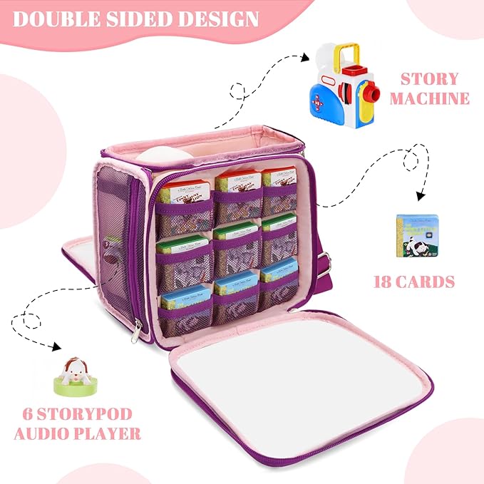Carrying Case Compatible for Little Tikes Story Dream Machine Books Starter Set, Kids Toys Storage Carrier Bag with Handle and Shoulder Strap for Little Tikes for Storytime, Audio Play, Character