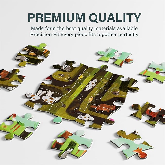 4 Pack Puzzles for Kids Ages 3-5, 4-Difficulty-Level Puzzle with 12 16 24 32 PCS, Color-Zones on Back, 4-in-1 Progressive Animals World Jigsaw Toy Gift for Age 3 4 5 6 Year Old Boys Girls
