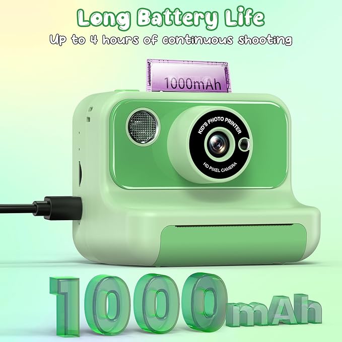 Kids Camera Instant Print, Christmas Birthday Gifts for Girls and Boys, Kids Camera 1080P HD Video Digital Toddler Camera Toy for 3 4 5 6 7 8 9 10 11 12 Years Old