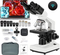 Binocular Compound Microscope, 40X-5000X Magnification, Wide-Angle Eyepiece WF10X WF25X, LED Light Source, XY axis Double-Layer Stage, Adult Microscope (Supports WiFi Wireless Connection)
