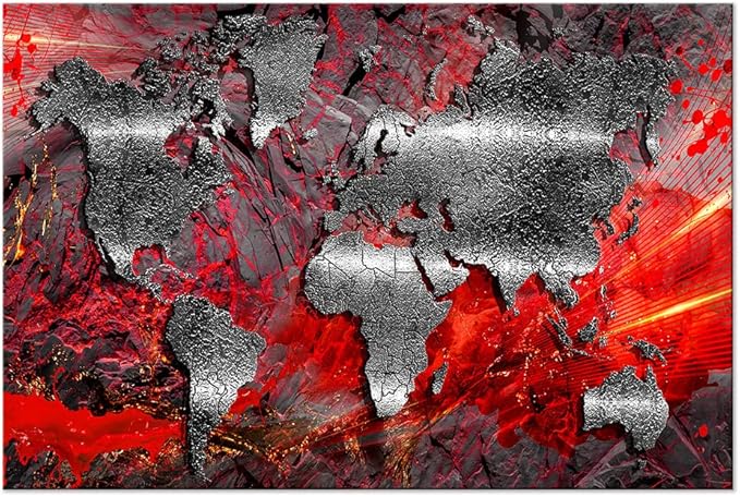 Artgeist Pinboard World Map 35x24 in - Cork Board & Canvas Print Wall Art 1 pcs Memoboard with 50 Pins Noticeboard Message Board Image Picture Home Decor Travel Map k-A-0505-p-c