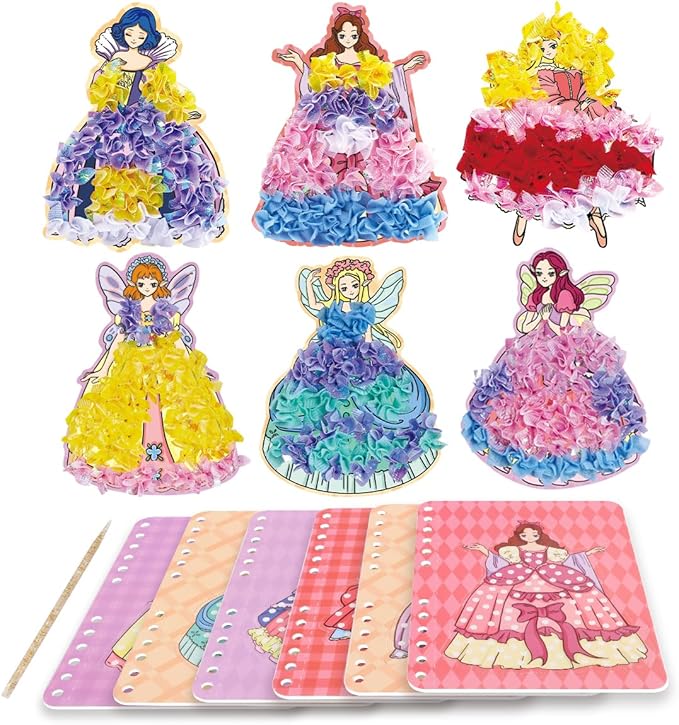 BLXIN Poke-Art Princess Craft Kit, Girls DIY Paper Art Set with Castle, Creative Educational Activity,Crafts Gifts for Girls Ages 3-8, DIY Activity