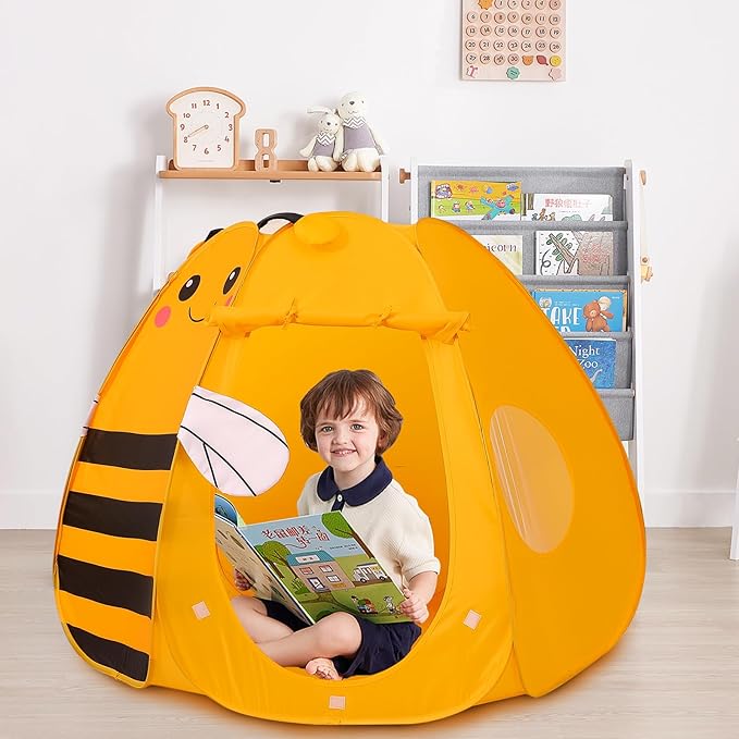 Kids Play Tent Pop up Tent Turtles Automatic Setup Play House Tent for Girls and Boys Outdoor and Indoor (Bee)