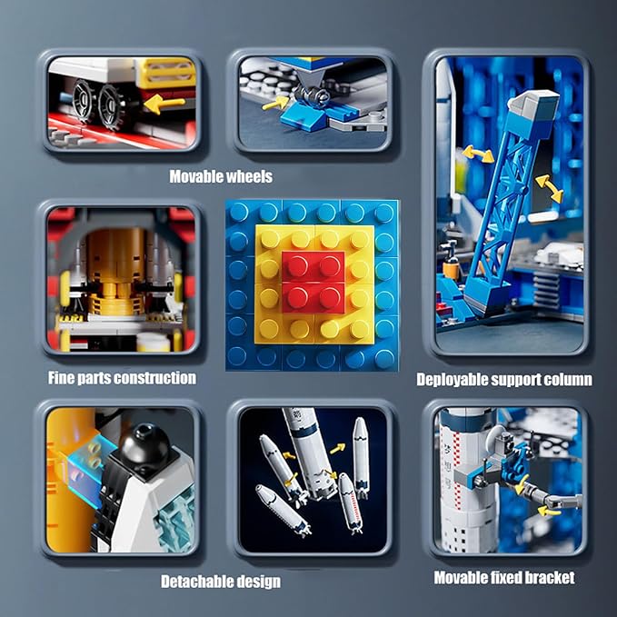 Rescue Construction Truck Building Blocks Set - 7 in 1 Engineering Vehicle Toy with Rotating Crane Arm, Rolling Wheels | STEM Educational Gift for Kids Ages 6-12 | Fire Truck & Emergency Playset