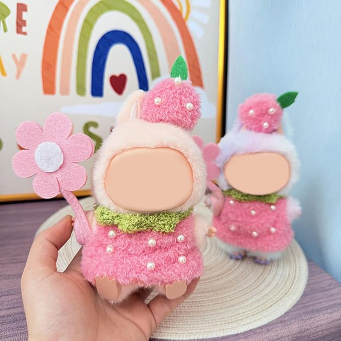 17CM Doll Clothes Set Pink Pearl Jumpsuit + Pink Hair Charm + Flower, Fashion Cute Dress-Up Clothes for Doll Accessories Outfit(No Doll Included)(LBB Clothes 8)