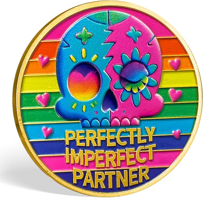 AtSKnSK Memento Mori Coin Momento Mori Coin Skull Coin Stoic Gifts Memento Mori Calendar Living Memento Mori Amor Fati Coin (Rainbow Skull Flower)