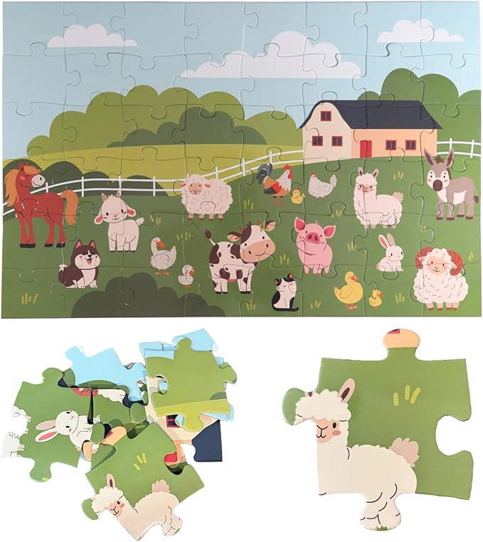 Jumbo Floor Puzzle for Kids, Large Jigsaw Puzzles 48 Piece for Kids Ages 3-5,Preschool Learning & Education Toys, Gifts for 4-8 Year Old Boys and Girls (Farm Animals)