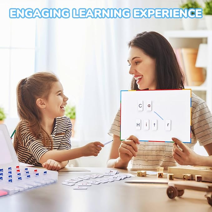 Classroom Magnetic Letter Tiles for Phonics and Spelling-JoyCat 234 Foam Alphabet Tiles Magnetic Letters with Double-Side Magnet Board and Compartment Storage Case
