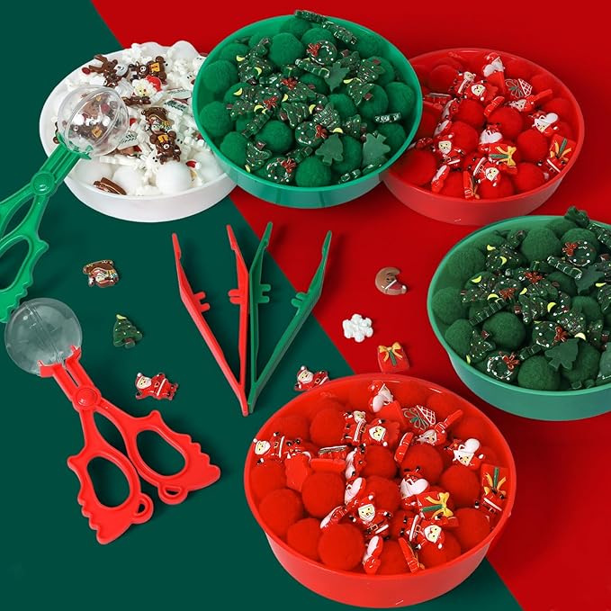 209 Pcs Christmas Sensory Bin Items Christmas Resin Counting Sorting Sensory Bin Filler Fine Motor Santa Claus Reindeer Snowflake Gjft Box Wreath Counts for Xmas Counting Decor