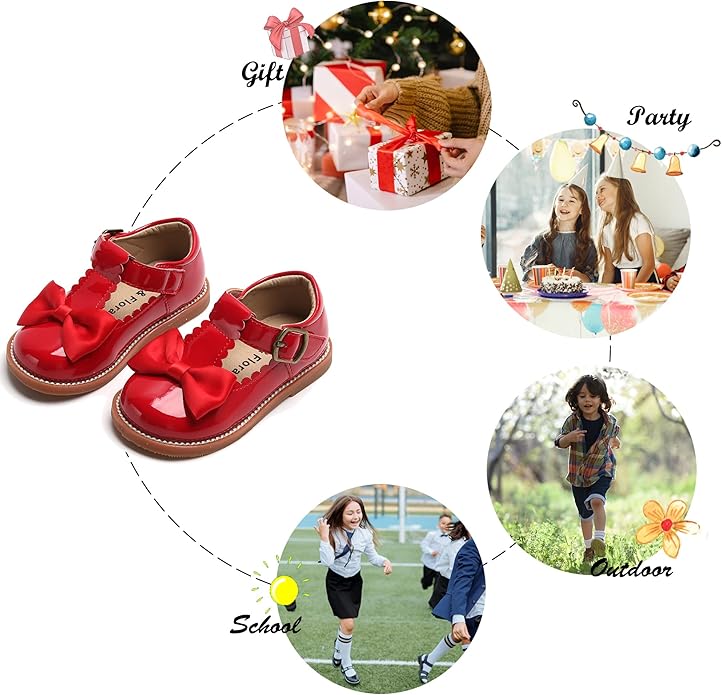 Felix & Flora Toddler Little Girl Mary Jane Dress Shoes - Ballet Flats for Girl Party School Shoes