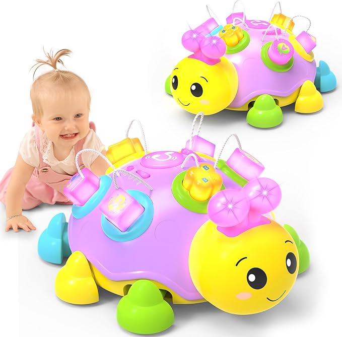 Musical Ladybug Baby Toys 6-12 Months, Infant Early Educational Learning Montessori Toy for 1+ Year Old Girl, First Birthday Gift Toys for 7 8 9 10 11 Months Newborn Girls (Purple)