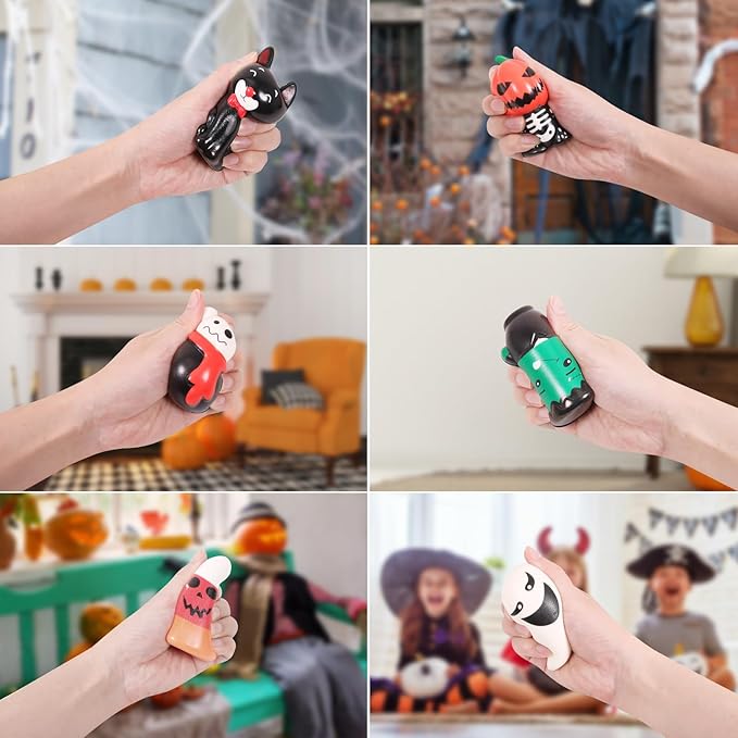New 6 Pcs Halloween Squishy Toys,Halloween Squishies Party Favors Slow Rising Gift Box Halloween Treat Bag Classroom Prizes Soft Stress Relief Toys for Kids Toddlers(6pcs-2)