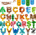 Suction Bath Toy for Toddler, 26PCS Animal Alphabet, Montessori Sensory Toy Gift for Kids Aged 3-12, Educational Spelling for Autism/ADD/ADHD,No Hole Bath Toy for Baby Toddlers