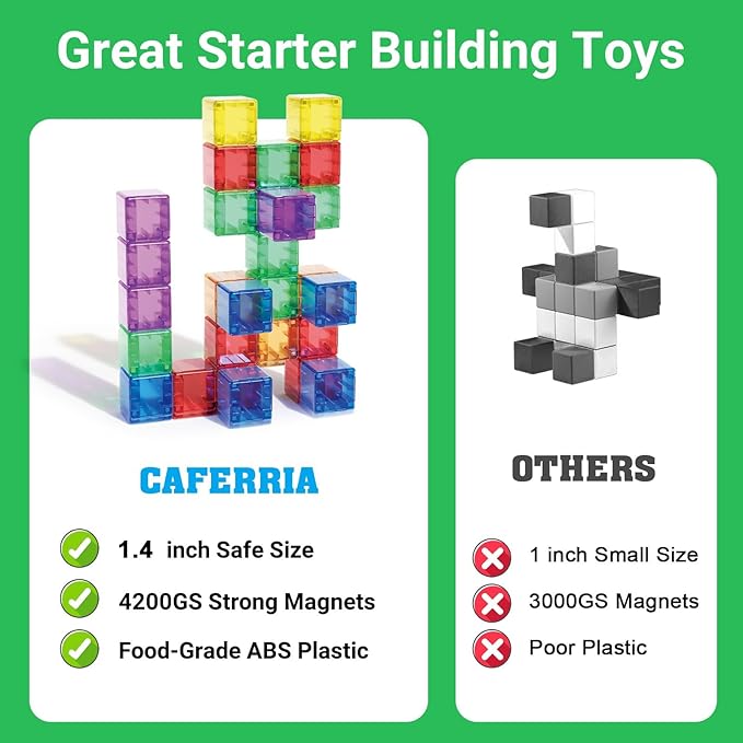 1.4 inch Magnetic Blocks Toddler Toys, 30pcs Translucent Building Blocks Building Toy for Ages 2-4 5-7, Preschool STEM Magnet Sensory Montessori Toys for 2 3 4 5 6 Year Old Boys Girls