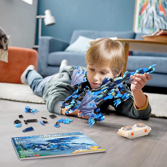 OASO Dragon Building Kit with Remote Control STEM Gifts for Boys Kids Ages 8-12, Coding Buildable Technic Toys for Birthday with 549 Pieces