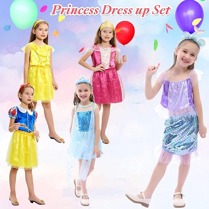 Princess Dress Costume for Girls 3-6 Toddler Princess Dress Up Clothes for Little Girl Halloween Birthday Party Gift