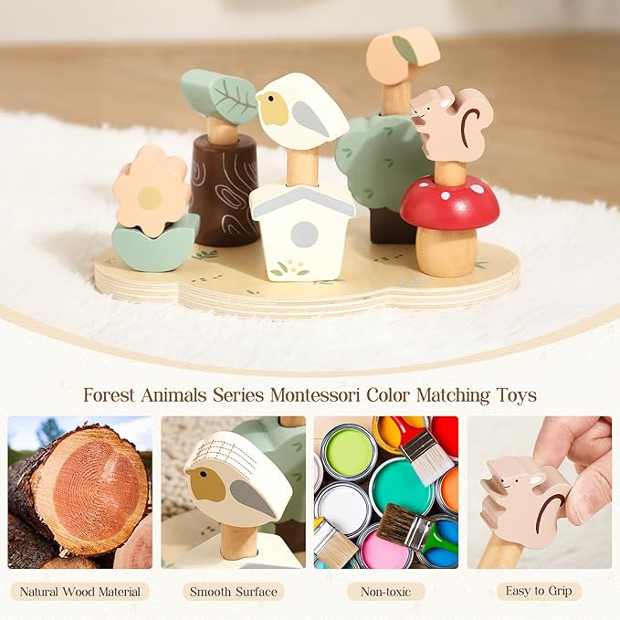 Pop Up Toy Color Sorting Wooden Toys | STEM Montessori Toys Color Matching Toy for Toddlers | Preschool Learning Educational Toy Birthday Gifts for Kids Boys Girls Ages 12 Months+