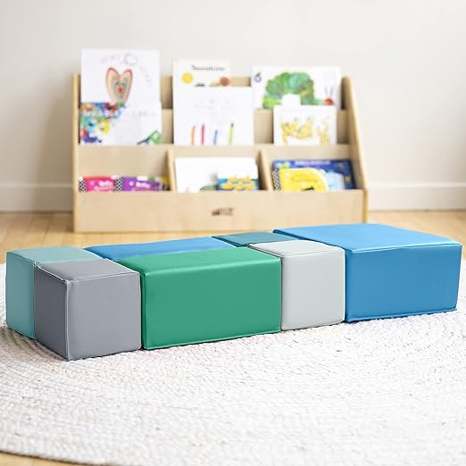 ECR4Kids SoftZone Big Foam Building Blocks, Soft Playset, Contemporary, 7-Piece
