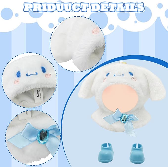 17cm Doll Clothes Set Kawaii Hoodie Outfit with Accessories, Dolls Outfit for 17cm Dolls Cute Style Jumpsuit Suit for Doll Dress up, Play & Collector Display (Doll Not Included)