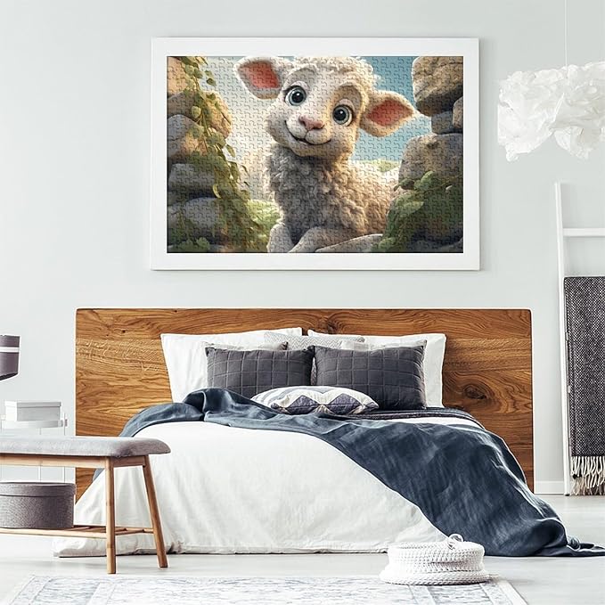 Sheep Thickened Wooden Jigsaw Puzzle for Adults Fun 500 Piece 3D Animal Decoration Toy Intellectual Game Education Game Stress Relief Toy Relaxation and Intelligence 500pcs (52x38cm)
