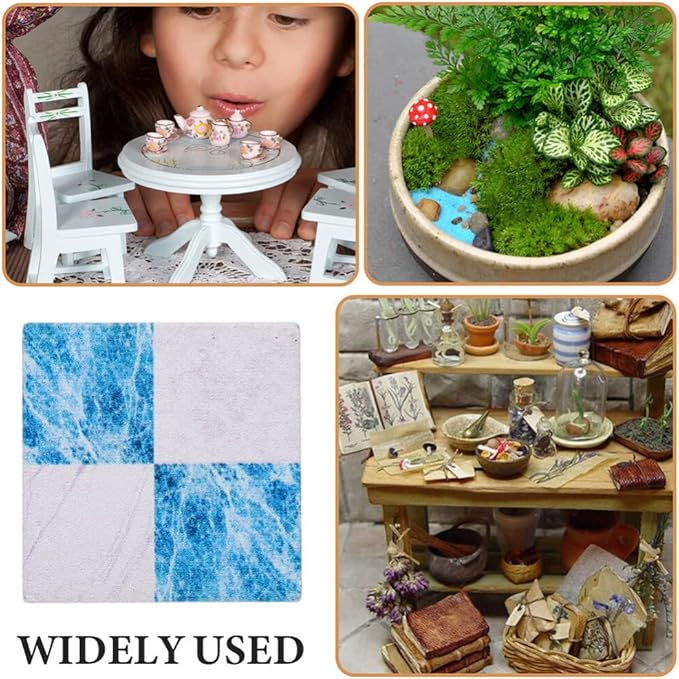 DOITOOL Miniature Dollhouse Flooring Mini Dollhouse Accessories, 27PCS Floor Sheet Wood Flooring Decorations, Doll House Furniture Accessories