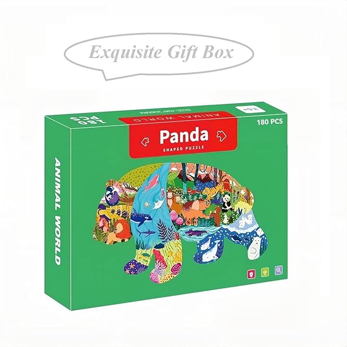 PINU Jigsaw Puzzles for Kids Ages 3-5, 6-8, 8-10, Children Colorful Fun Animal Shaped Puzzle Learning Educational Toys Gifts Games for Boys and Girls (Panda-180 PCS)