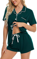 SWOMOG Womens Button Down Pajamas Set Short Sleeve Sleepwear Bride Soft Pj Lounge Sets XS-3XL