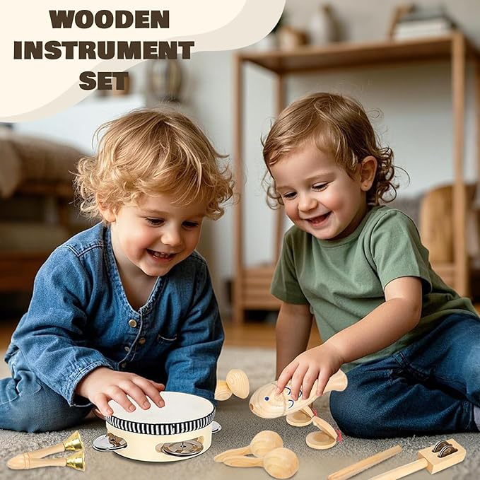 Ehome Musical Instruments for Toddlers 1-3, Wooden Percussion Kids Instruments, Musical Toys for Kids, Baby Musical Instruments for Boys Girls Birthday Gifts with Storage Bag