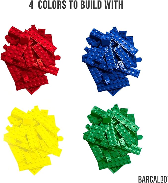 Barcaloo 400 Piece Wheels and Axles Sets, Building Bricks Car Parts and Pieces Kit - Car Building Set with Wheels, Axles & Windshields and Bonus Bricks