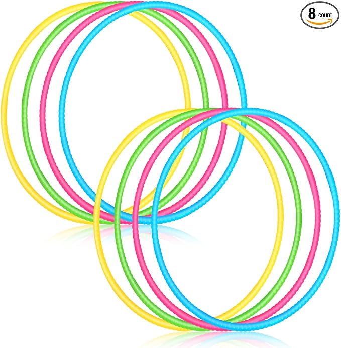 Sratte 8 Pcs Color Hoop Detachable Adjustable Hoop Exercise Ring Plastic Toys for Teens Games Gymnastics Dog Agility Equipment Party Decor, 4 Colors