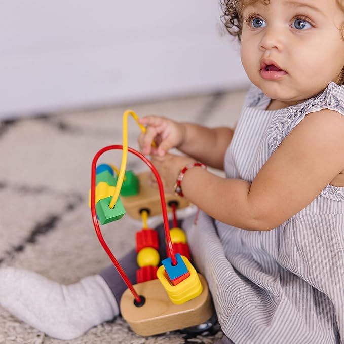 Melissa & Doug First Bead Maze - Wooden Educational Baby Toy with Suction Cups, for Floor, High Chair or Toddler Table, Toddler Toys for Girls & Boys Ages 1+