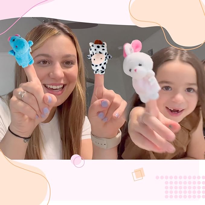 Sealive Finger Puppets for Toddlers 1-3, Preschool, and Kids - 10 Soft Velvet Animal Finger Toys for Toddlers 1-3, Easter Egg Fillers, Perfect for Storytelling, Educational Play, and Party Favors