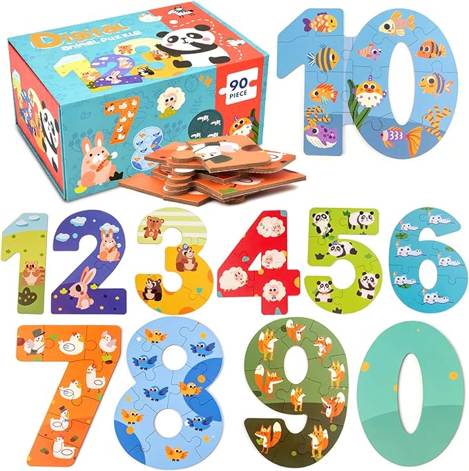 Wooden Floor Puzzles for Kids Ages 3-5,Montessori Preschool Educational Learning Alphabet Puzzle & Animal Puzzle for Preschool Toddler Boys Girls Ages 3+