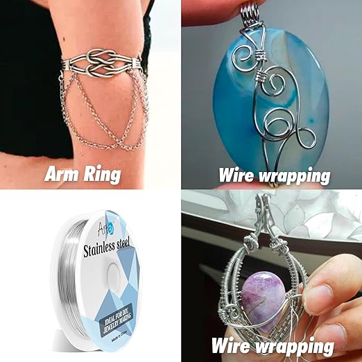 Art3d 20 Gauge Stainless Steel Wire, Bendable Soft Crafting Wire for Jewelry Making Earring Beading DIY Wrapping Sculpting - 120 FT Silver