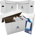 Bundle Set - Premium Short Comic Book Storage Box (3 Pack - White). Thick Cardboard Comic Book Box/Cabinet. Comics Books Bin for 150-175 Collectibles & White Comics Books Dividers (25 Pack)