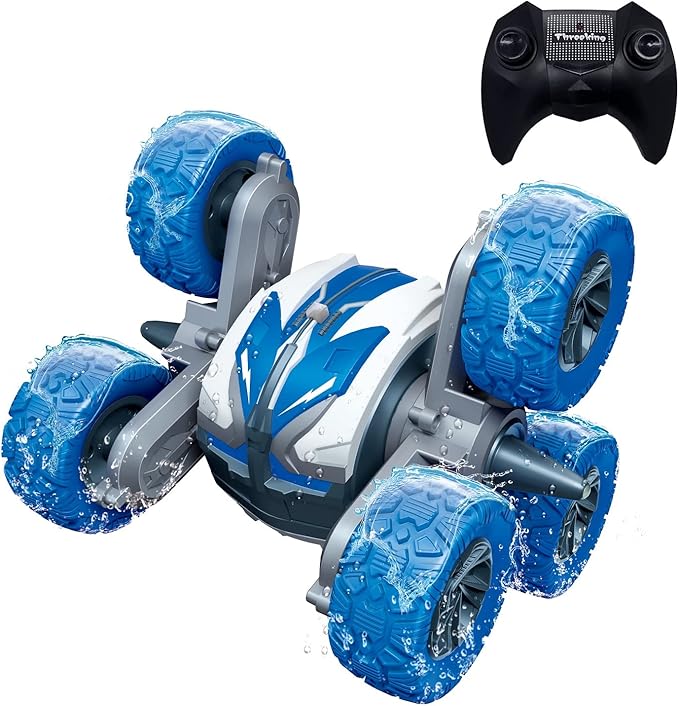Threeking Amphipious RC Stunt Car Remote Control Cars 360 Degree Flips Rotating Indoor Outdoor Toys Gifts Presents for 6 7 8 9 10 11 12 Year Old Kids Boys Girls
