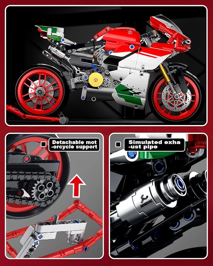 dOvOb Motorcycle V4 Model Building Blocks Set, 803 Pieces, 1:5 Scale, Compatible with Major Brands, Ages 12+