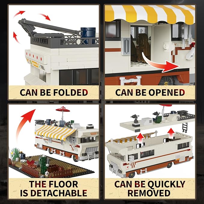 Camper RV Building Block 1054 pcs, Halloween Haunted Dale’s RV Vehicles Construction Building Bricks Set Compatible with Lego for Boys, Walking Breaking RV Birthday Gift, Camper Van for Adults Kids