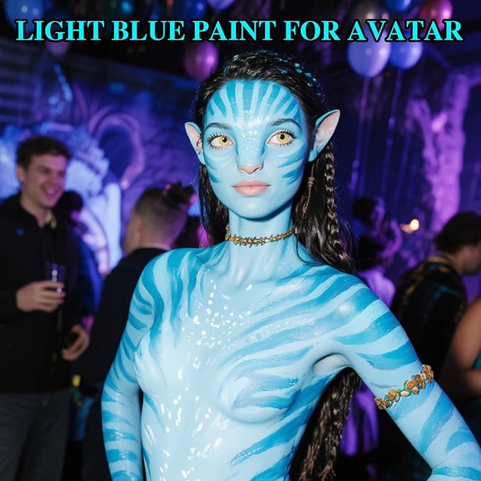 Light Blue Face Paint Stick,Baby Blue Body Paint Stick,Halloween Washable Face Painting for Sally,Avatar,Corpse Bride Costume,Eye Black for Baseball Softball Football Lacrosse,1.06OZ