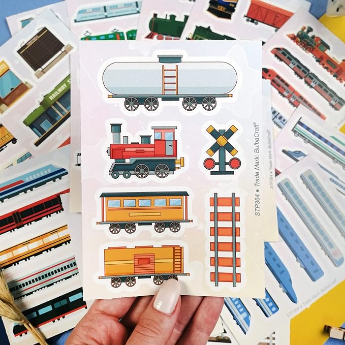 BulbaCraft 100 Pcs Train Stickers & Decals - Train Party Favors - Gifts for Women & Men