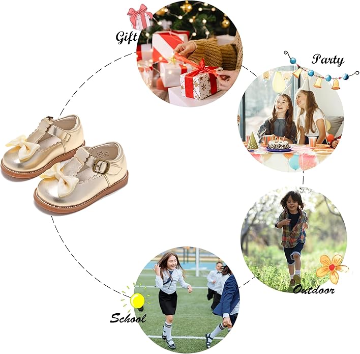 Felix & Flora Toddler Little Girl Mary Jane Dress Shoes - Ballet Flats for Girl Party School Shoes