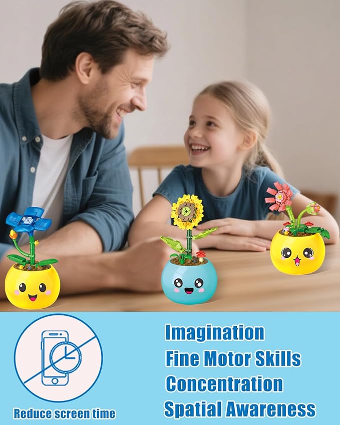 ICEKO KN 8 Pack Party Favors for Kids Building Set-494PCS Mini Succulent Flowers Building Blocks Sets for Classroom Prizes,Goodie Bag Stuffers,Birthday Children's Day Gifts for Boys Girls 6+
