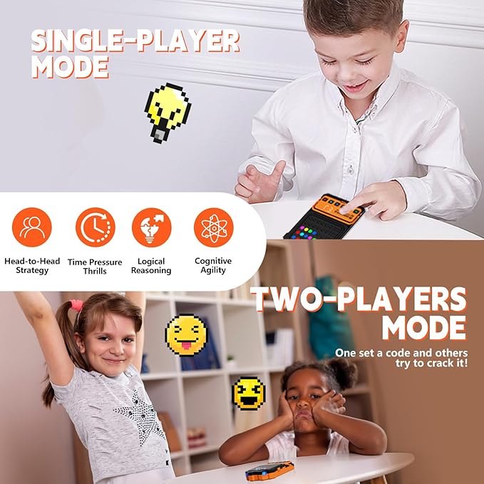 Crack The Code-Handheld Mastermind Game,Super Decoder with Fun Clamp, 1-8 Players Code Breaking Puzzle Game for Kids and Adults，Birthday Gift for Boys and Girls ,Travel Games for Road Trip