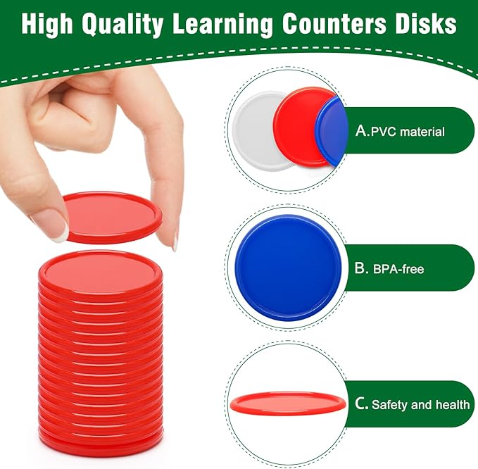 300Pcs 3 Colors Bingo Chips with Sorting Storage Box, 1 Inch Plastic Poker Chips Learning Counters, Counting Discs for Fun and Learning (1 inch)